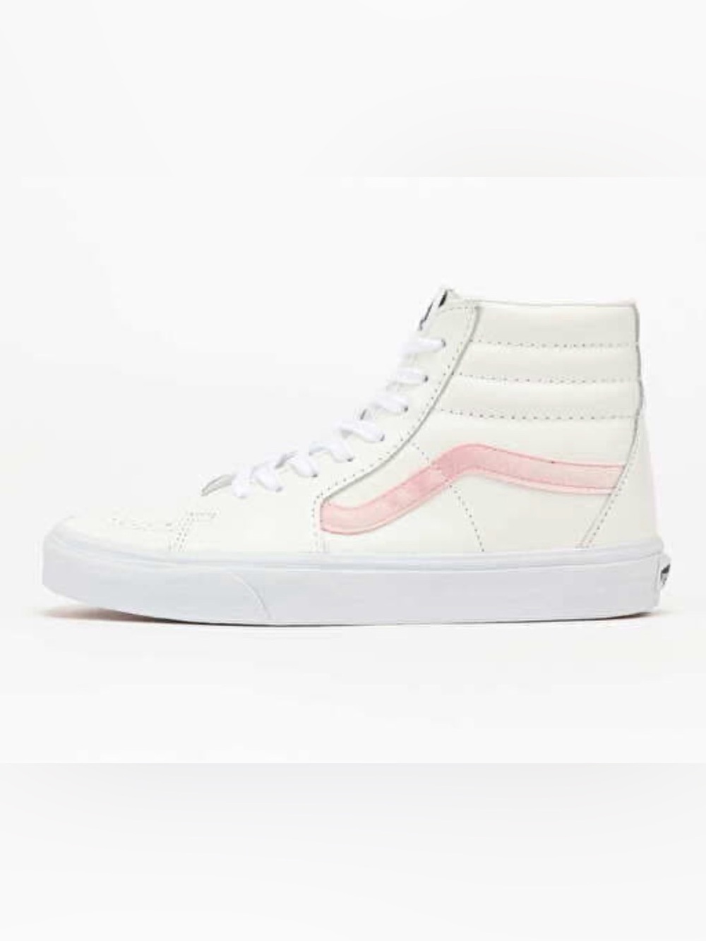 VANS Classic High-Top Sneakers in White with Pink Accent (size 6.5)
